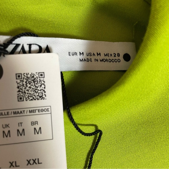 Sold - NWT New Zara Shoulder Pad Draped Sleeveless Green Dress Size M - Picture 14 of 14